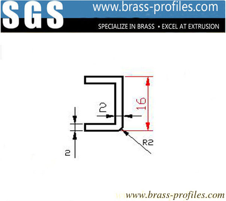 External Dimensions 16mm x 2mm Extruded Brass U Shaped Channel supplier