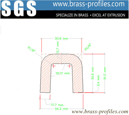 External Dimensions 16mm x 2mm Extruded Brass U Shaped Channel supplier