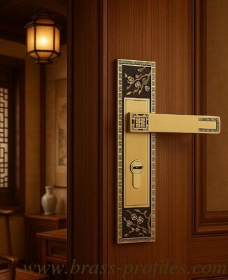 220mm X 50mm Copper Lock Bedroom Door Interior Brass Handle Lock supplier